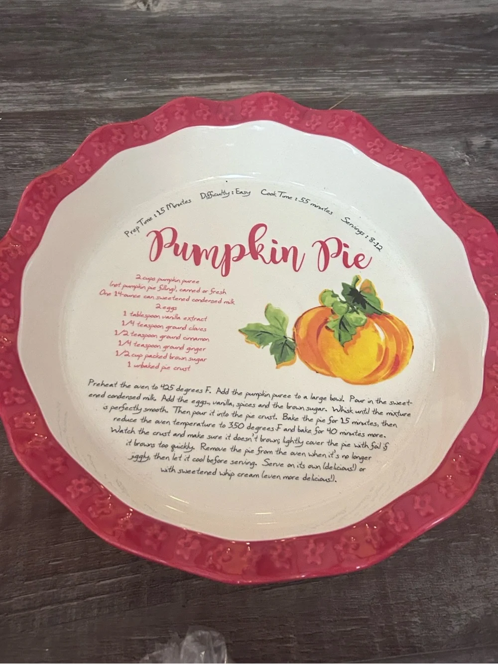 50%offw❤️ Rare Pioneer Woman Dazzling Dahlias 11.5-Inch Pumpkin Recipe Pie Plate